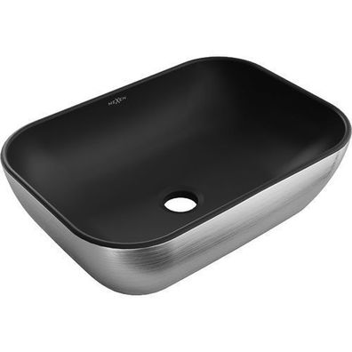 Mexen Rita Aufsatzwaschbecken 45 x 32 cm, schwarz matt/Silber Linienmuster - 21084573