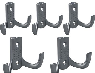 Mantelhaken 5er Pack Ausführung Chrom matt Kleiderhaken Wandhaken aus Metall