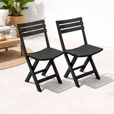 2 Stück Klappsessel Klappstuhl Campingstuhl Gartenstuhl Kunststoff Anthrazit