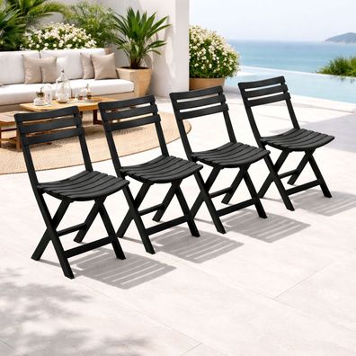 4 Stück Klappsessel Klappstuhl Campingstuhl Gartenstuhl Kunststoff Anthrazit