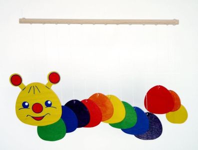 Holzdekoration Mobile Raupe BxLxH 340x10x250mm NEU Holzmobile Babyspielzeug Wick