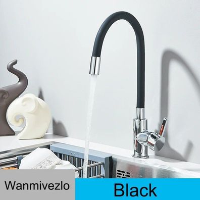 Kitchen Sink Faucet with 360° Rotation Flexible Water Pipe, Single Handle Deck Mount