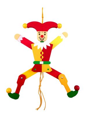 Holzspielzeug Hampelmann Eulenspiegel bunt Höhe=28cm NEU Spielfigur Hampelfigur
