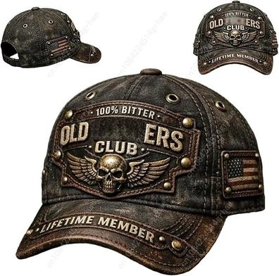 Old Club Vintage Baseball Cap, Unisex Retro Hat in Black, Gift for Men & Women