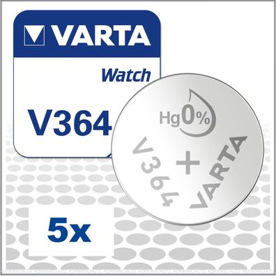 5x Varta SR621SW 364 SR60 Watch Uhrenbatterien Fachhandelsware V364 Batterie