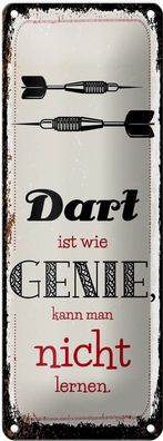 Blechschild Dart Genie kann man nicht lernen, 4 verschied Größen, Spruch Hobby Sport