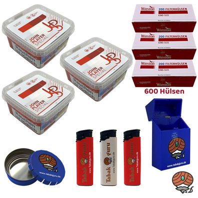 JPS John Player Special Volumentabak Mega Box 3x 130g, Winston Hülsen, Zubehör