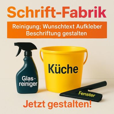 Für Reinigung Wunschtext Aufkleber Klebebuchstaben Beschriftung Klebefolie gestalten