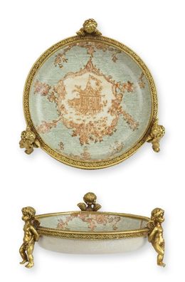 Porzellanschale mit Bronze verziert Replikat Retro Design Dekoration