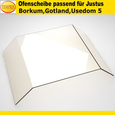 Kaminglas für Justus Ofenmodelle mit doppelt gebogener Kaminscheibe