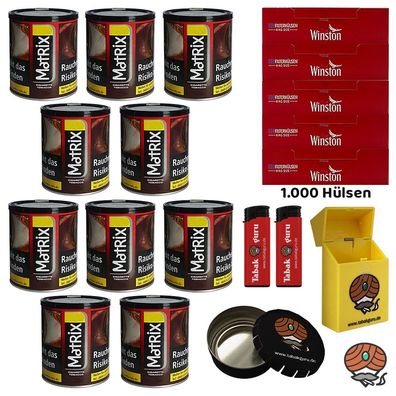 Matrix Red Zigaretten-Tabak Dose 10x 50g, Winston Hülsen, Ascher Box Feuerzeug