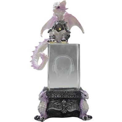 Drache mit LED Farbwechsel 3-D Glas und Totenkopf
