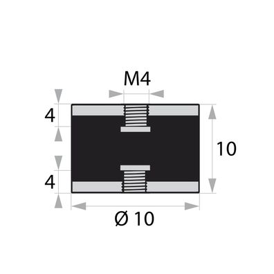 GP3-10-10-IG/IG-M4x4 Gummi-Metall-Puffer Gummipuffer Schwingungsdämpfer Silentblock