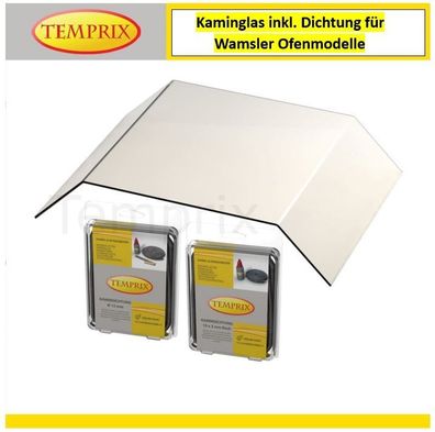 Kaminglas mit Dichtung für Wamsler Ofenmodelle mit doppelt gebogener Kaminscheibe