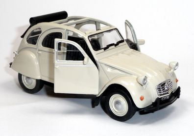 Modellauto Citroen 2CV Ente 1:34 aus Metall Spritzguss ca. 12cm beige/offen