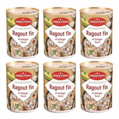 Dreistern 6x Ragout fin mit Geflügelfleisch 400g Ringpulldose / Original Konserve