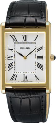 Seiko Uhr Unisex SWR104P1 Leder, Edelstahl, Goldplattiert