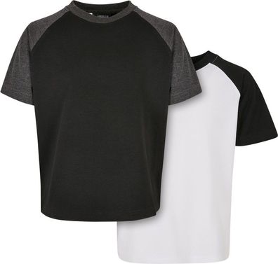 Urban Classics Jungen T-Shirt Boys Raglan Contrast Tee White/Black+Black/Charcoal
