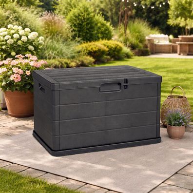 Mojawo® Kissenbox Auflagenbox Sitzbank für Gartenbox Gartentruhe Anthrazit 170L