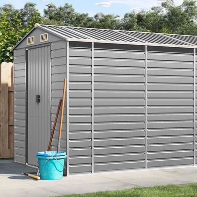 vidaXL Gartenhaus Hellgrau 191x895x198 cm Verzinkter Stahl