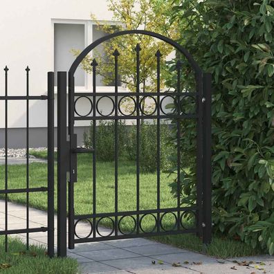 vidaXL Gartentor Assen mit Bogenabschluss Stahl 102 x 125 cm Schwarz