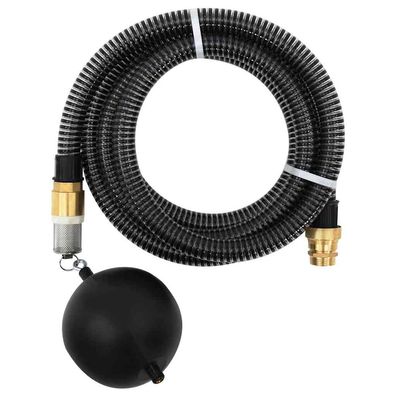 vidaXL Saugschlauch mit Messing-Anschlüssen Schwarz 1,1" 7 m PVC