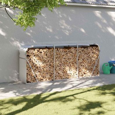 vidaXL Kaminholzunterstand Silbern 234x45x100 cm Verzinkter Stahl