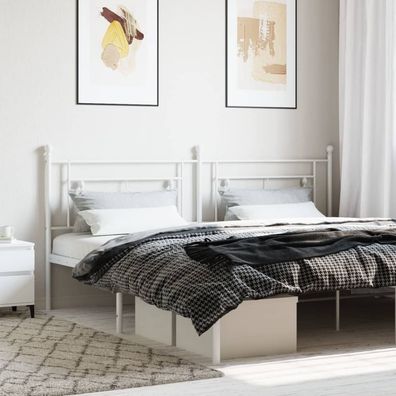vidaXL Ersatz-Kopfteil Metall Weiß 193 cm