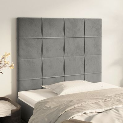 vidaXL Kopfteil Hellgrau 100 x 5 x 118/128 cm Samt