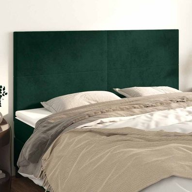 vidaXL Kopfteil Dunkelgrün 200 x 5 x 118/128 cm Samt