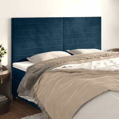 vidaXL Kopfteil Dunkelblau 200 x 5 x 118/128 cm Samt