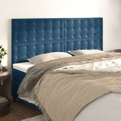 vidaXL Kopfteil Dunkelblau 160 x 5 x 118/128 cm Samt