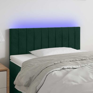 vidaXL LED Kopfteil Dunkelgrün 100x5x78/88 cm Samt
