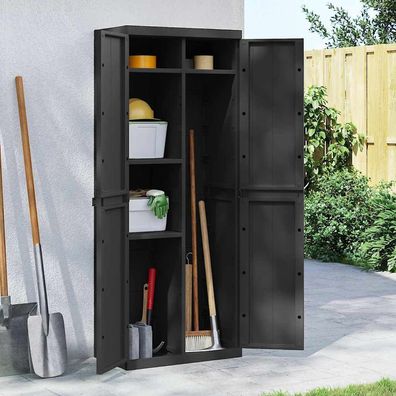 vidaXL Gartenschrank Schwarz 65x37x165 cm PP