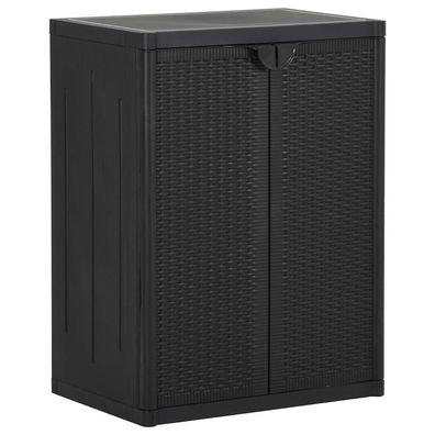 vidaXL Gartenschrank Schwarz 65x45x88 cm PP Rattan-Optik