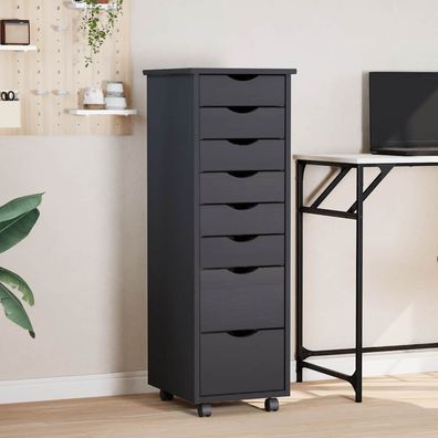 vidaXL Rollschrank mit Schubladen MOSS Grau Massivholz Kiefer