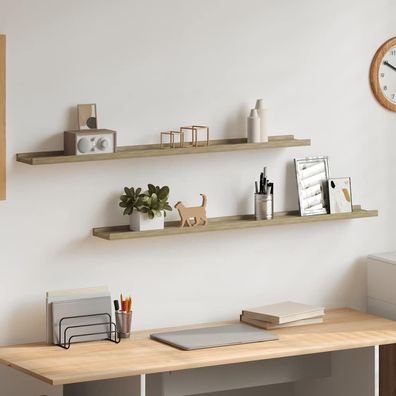 vidaXL Wandregale 2 Stk. Sonoma-Eiche 100x9x3 cm