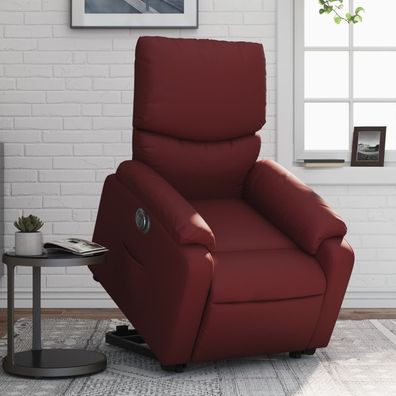 vidaXL Relaxsessel mit Aufstehhilfe Elektrisch Weinrot Kunstleder