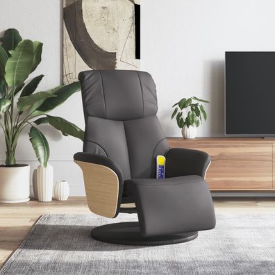 vidaXL Massagesessel mit Fußteil Grau Kunstleder