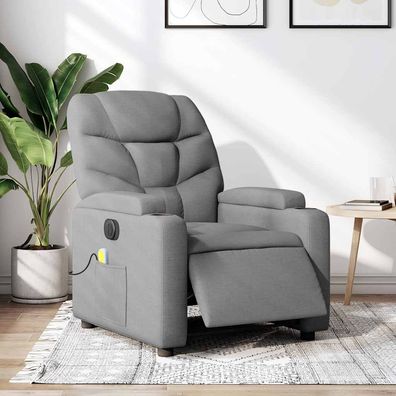 vidaXL Massagesessel Elektrisch Hellgrau Stoff