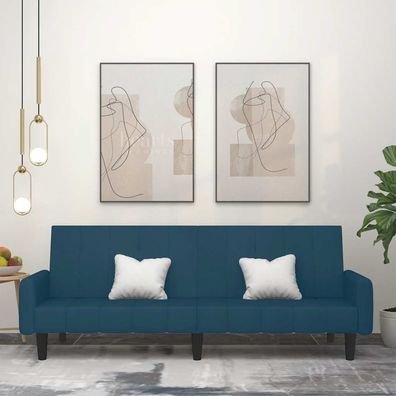 vidaXL Schlafsofa 2-Sitzer Blau Samt