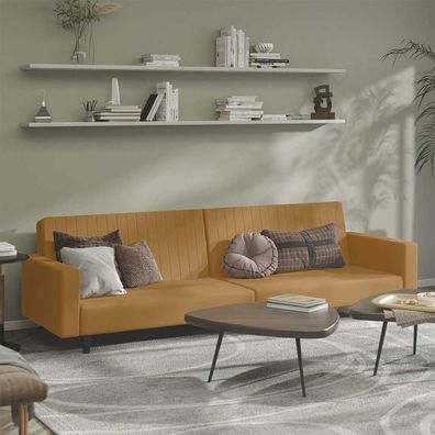 vidaXL Schlafsofa 2-Sitzer Braun Samt