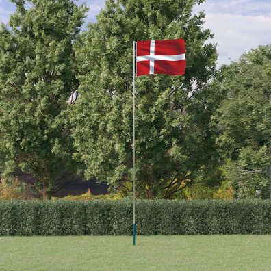 vidaXL Flagge Dänemarks mit Mast 5,5 m Aluminium
