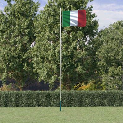 vidaXL Flagge Italiens mit Mast 6,08 m Aluminium