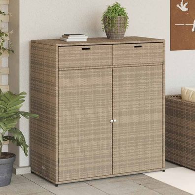 vidaXL Gartenschrank Beige 105x55x113 cm Poly Rattan