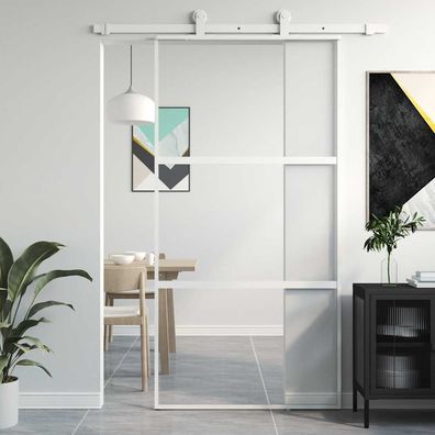vidaXL Schiebetür Weiß 102,5x205 cm Hartglas und Aluminium