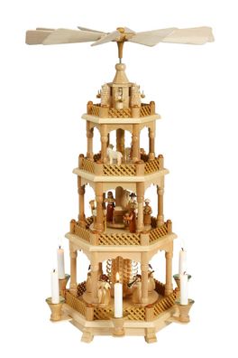 Pyramide Christi Geburt mit Engeln natur BxHxT 29x58x29cm NEU Holzpyramide Holz