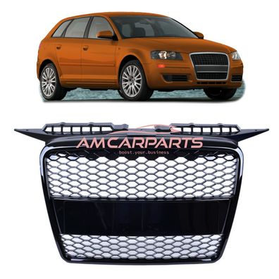 Upgrade Sportgrill / Kühlergrill für Audi A3 8P 04-08 Hochglanz Schwarz in Wabendes