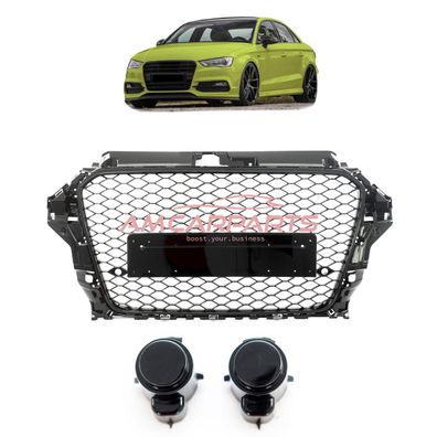 Upgrade Sportgrill / Kühlergrill für Audi A3 8V Vor-Facelift 13-15 Hochglanz Schwar