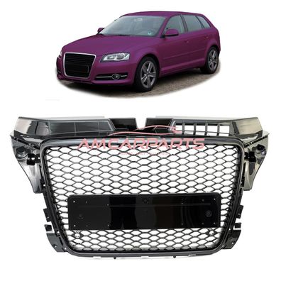 Upgrade Sportgrill / Kühlergrill für Audi A3 8P Facelift 08-13 Hochglanz Schwarz in